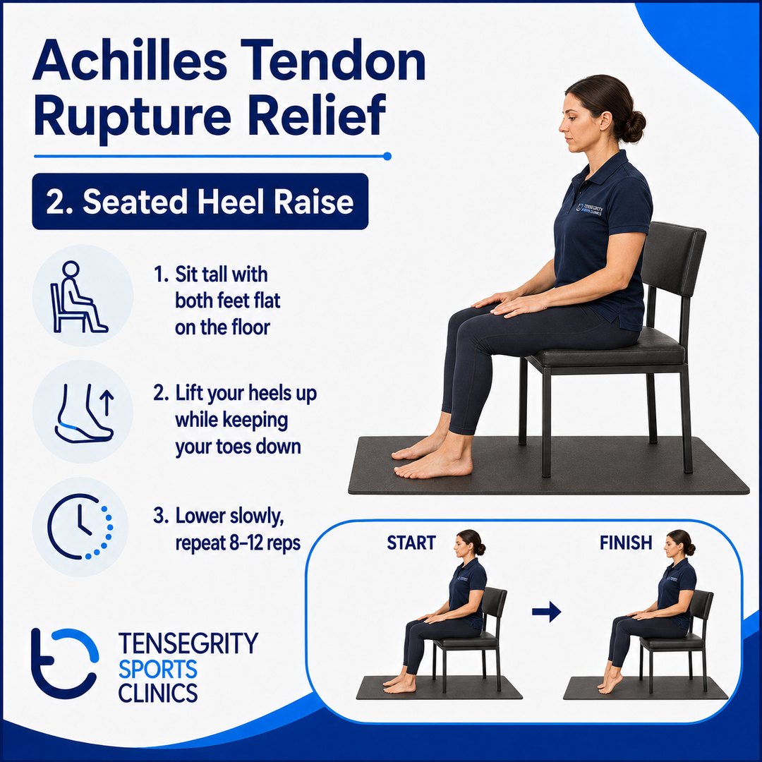 Seated heel raise, exercise 2 for an Achilles tendon rupture
