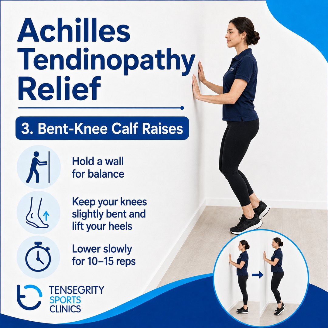 Bent knee calf raises, exercise 3 for Achilles tendinopathy