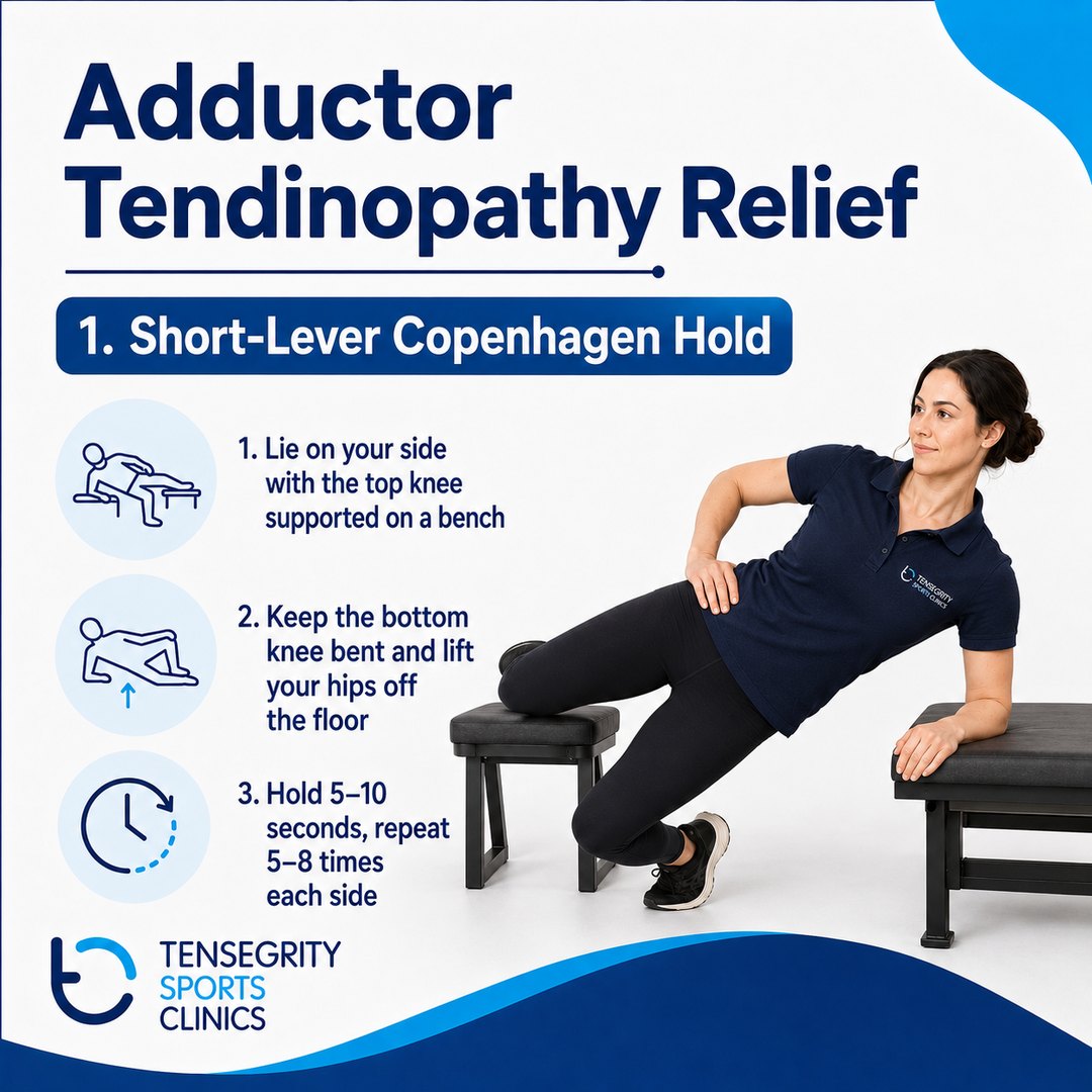 Copenhagen hold, exercise 1 for adductor tendinopathy