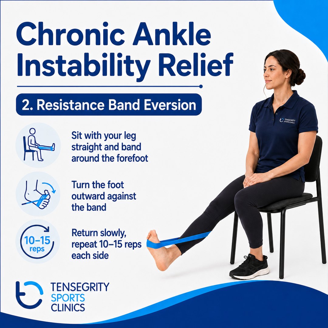 Resistance band eversion, exercise 2 for chronic ankle instability