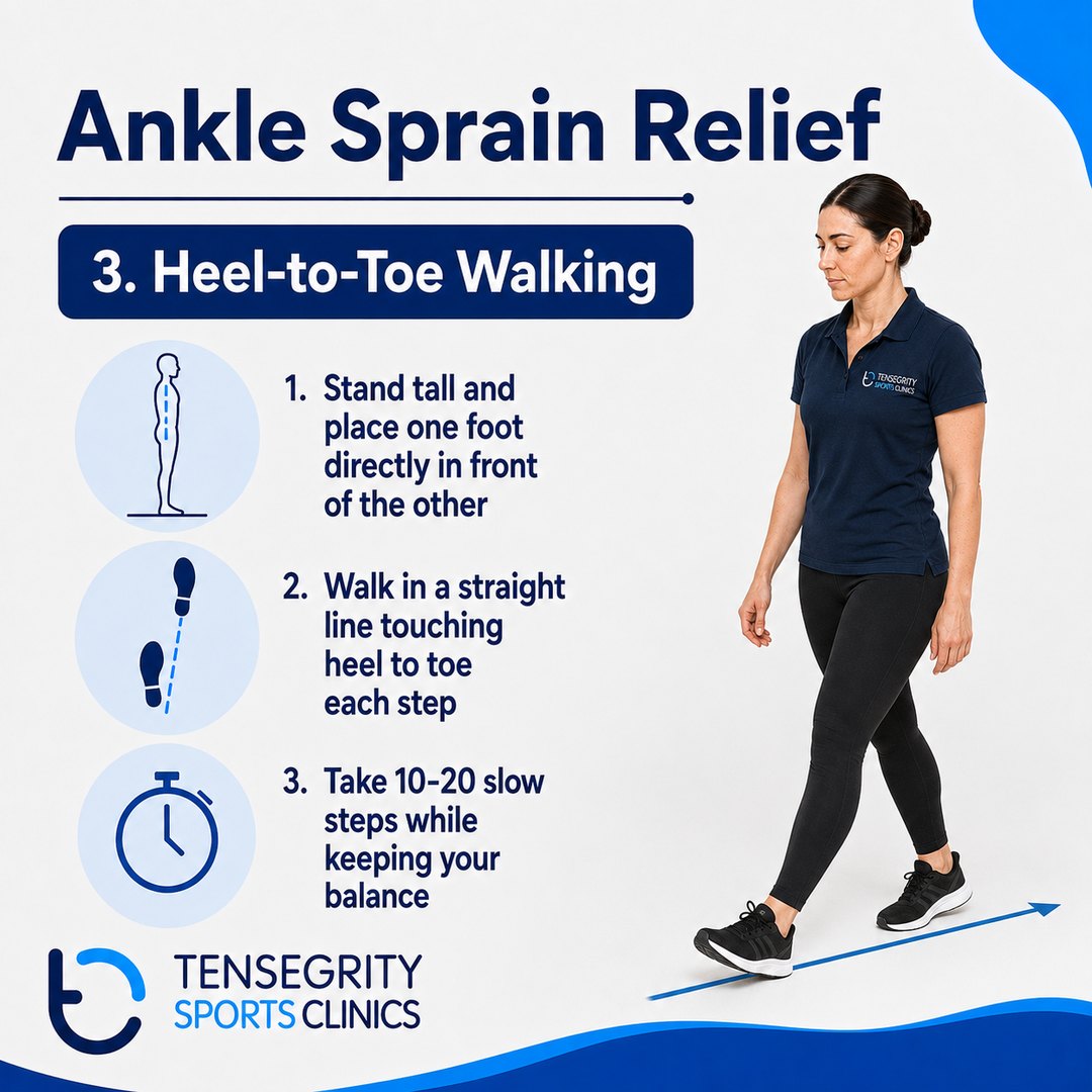 Heel to toe walking, exercise 3 for an ankle sprain
