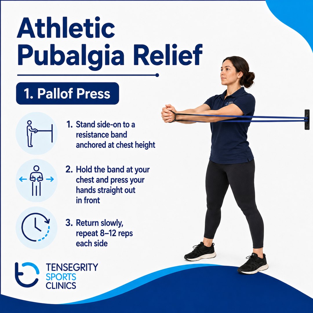 Pallof press, exercise 1 for athletic pubalgia