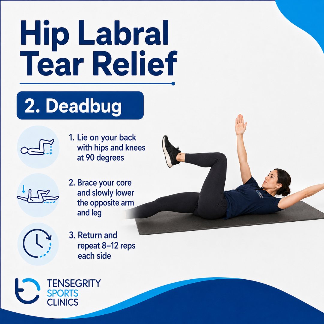Deadbug exercise for a hip labral tear