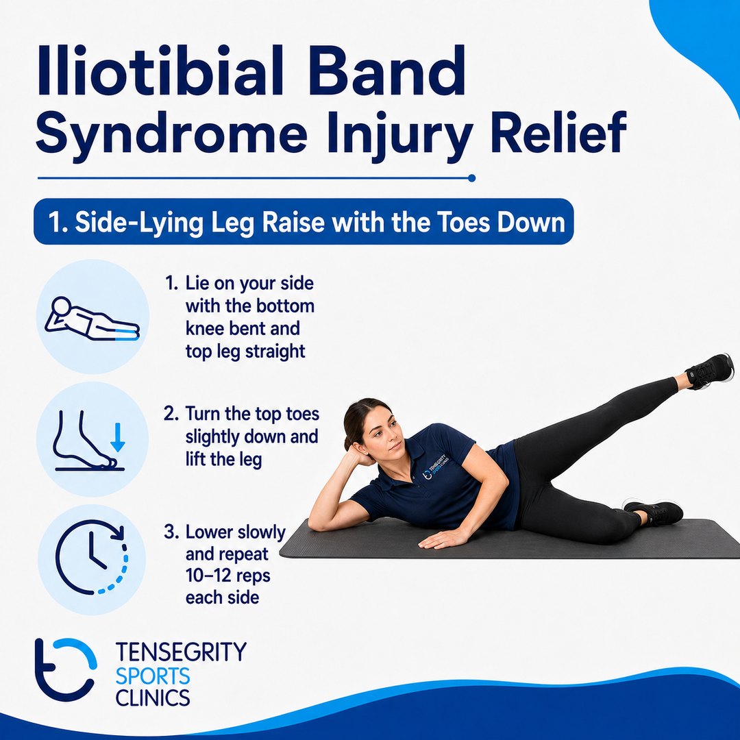 Side lying leg raise, exercise 1 for ITB syndrome