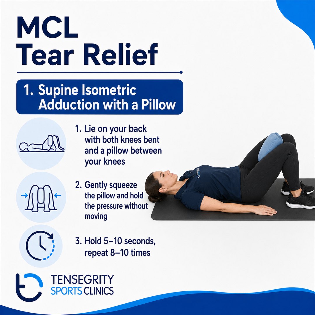 Supine isometric adduction, exercise 1 for an MCL tear