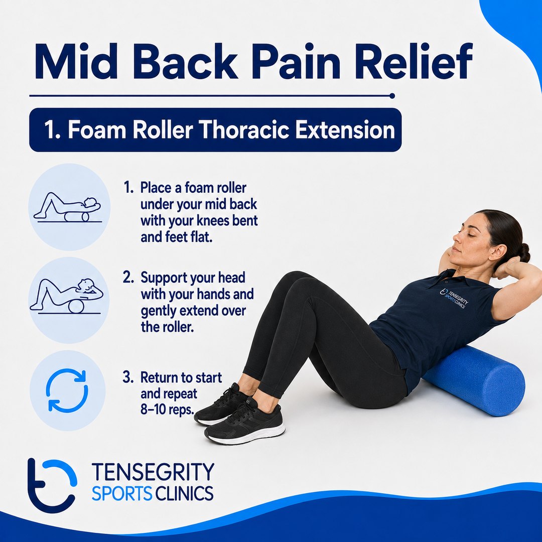 Foam roller thoracic extension, exercise 1 for mid back pain