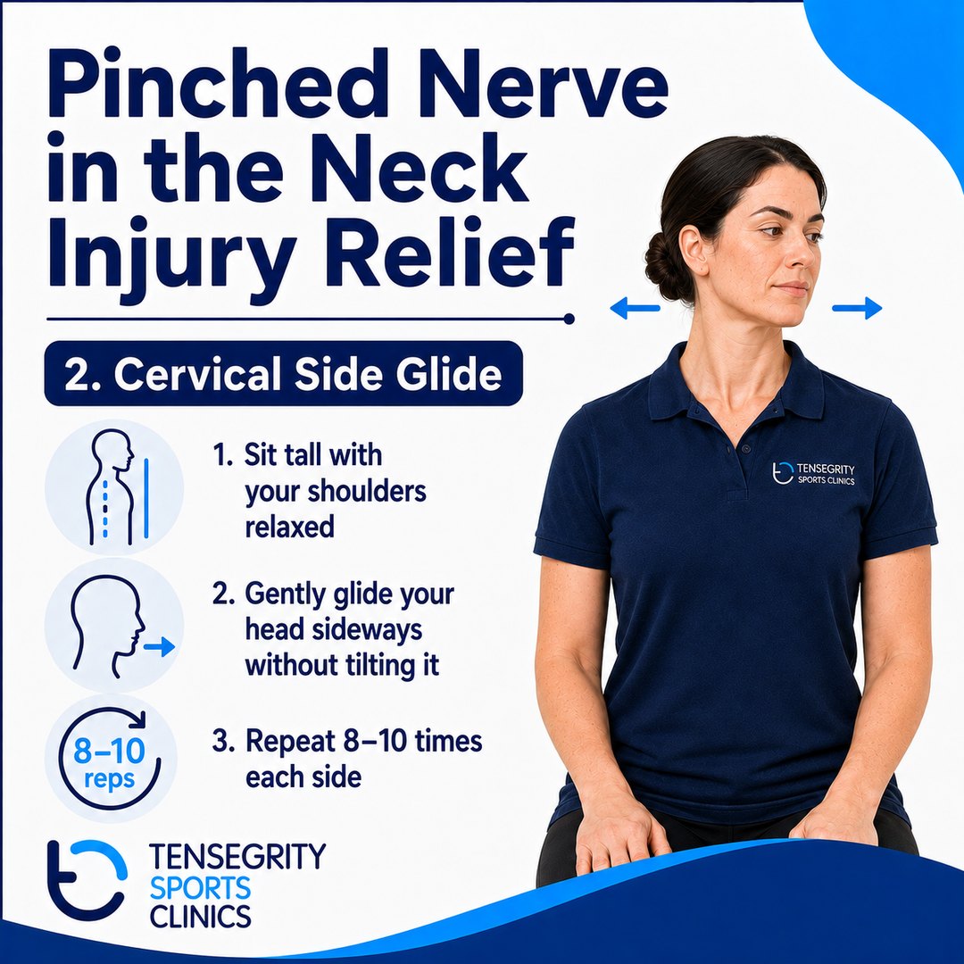 Cervical side glide for a pinched nerve in the neck, sitting tall gliding the head sideways without tilting it