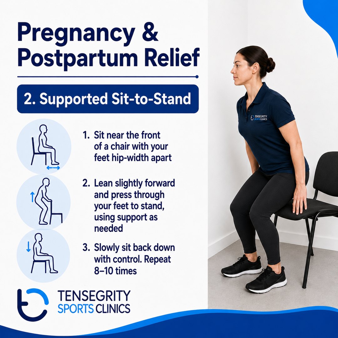 Supported sit to stand, exercise 2 for pregnancy and postpartum recovery