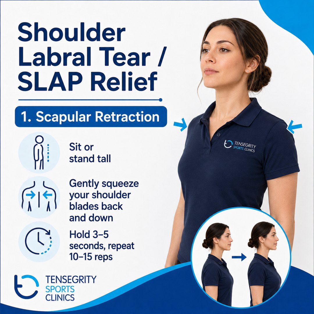 Scapular retraction, exercise 1 for a shoulder labral (SLAP) tear