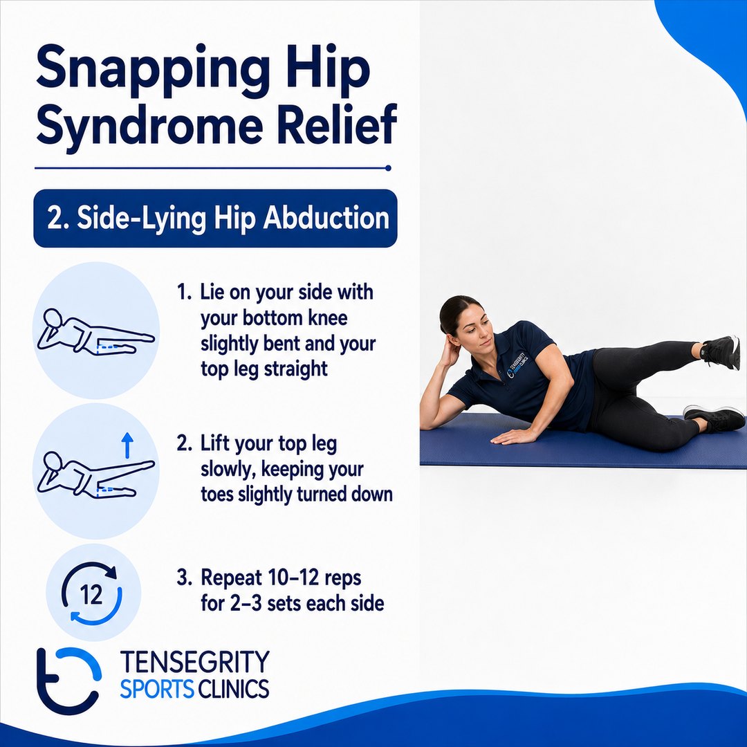 Side lying hip abduction, exercise 2 for snapping hip syndrome