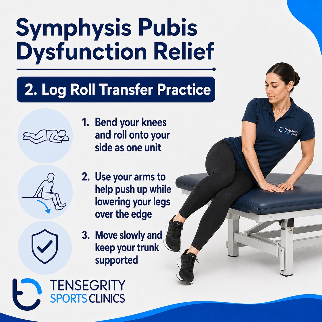 Log roll transfer practice, exercise 2 for symphysis pubis dysfunction