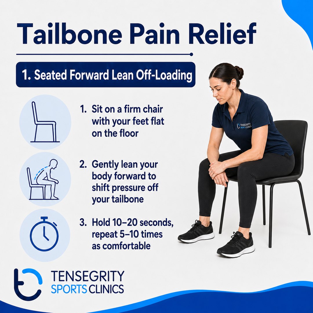 Seated forward lean, exercise 1 for tailbone pain