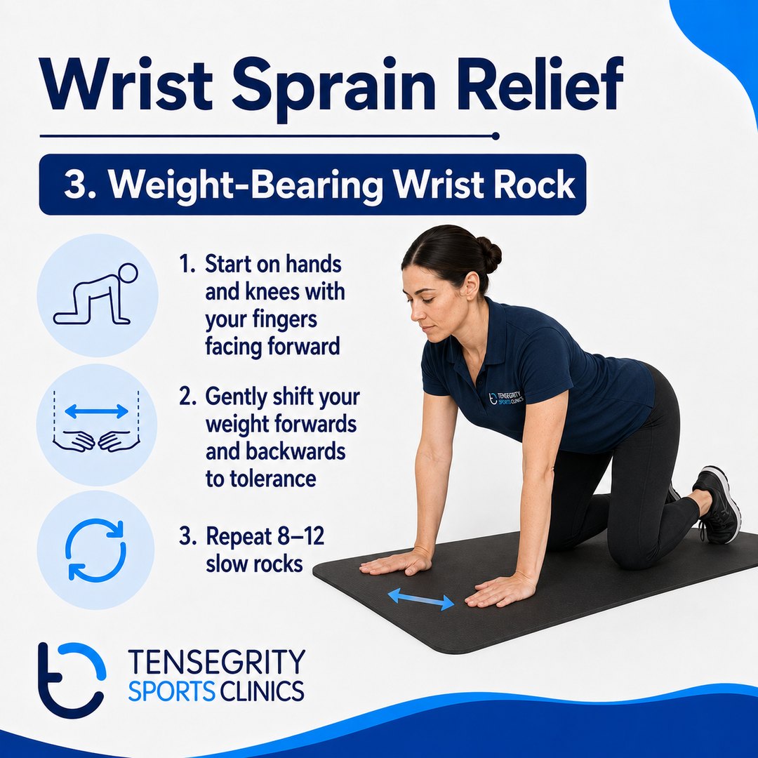 Weight bearing wrist rock, exercise 3 for a wrist sprain